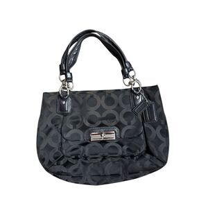 Coach Kristin Op Art Black Hobo Bag Women's Spacious Handbag 16”